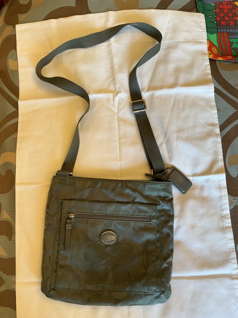 Coach Grey Nylon Messenger Crossbody Bag